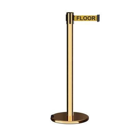 MONTOUR LINE Retractable Belt Rolling Stanchion, 2.5ft Pol.Brass Post  11ft. Y.Wet ME630-PB-CAWETYB-110